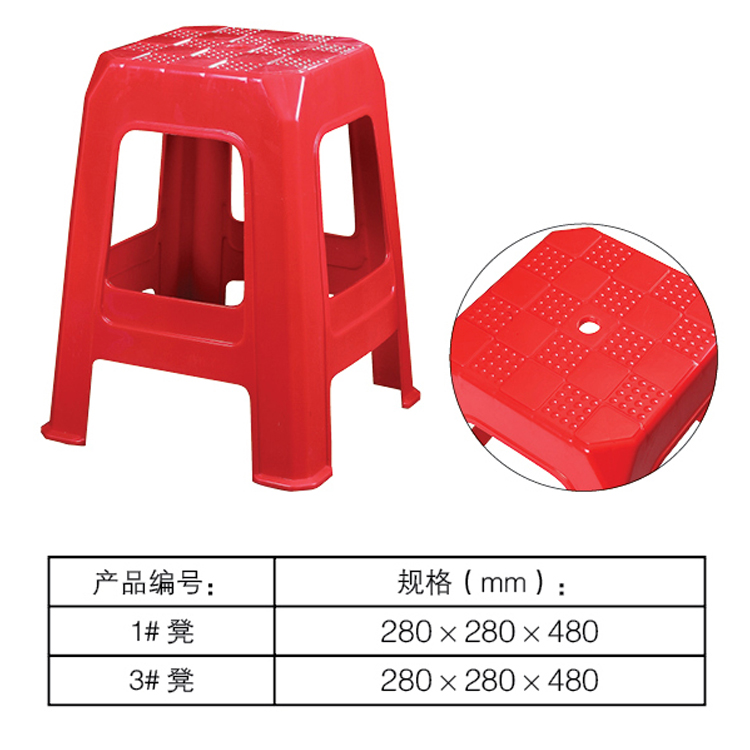 經典款全新紅塑料凳子 四方凳 塑料凳 車間工作凳